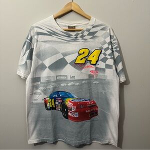 Vintage 90s Jeff Gordon NASCAR AOP T Shirt Size XL Nutmeg Mills